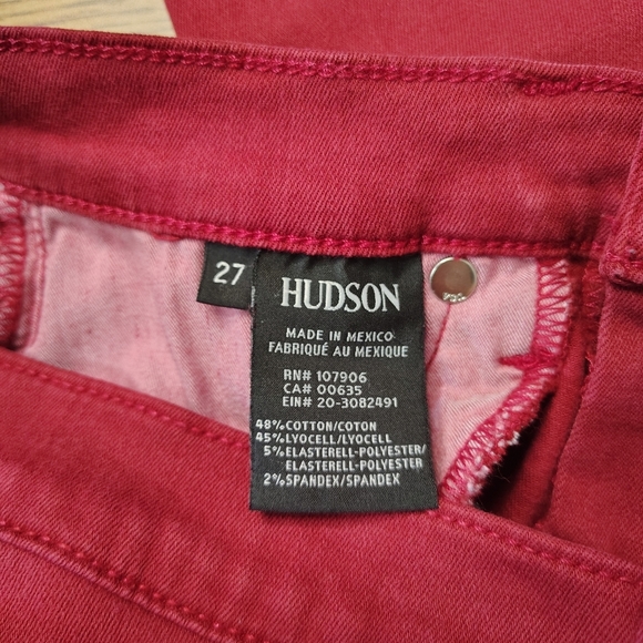 Hudson women's Krista ankle skinny jeans, ripped, distressed red,stretch, sz 27. - Picture 8 of 16